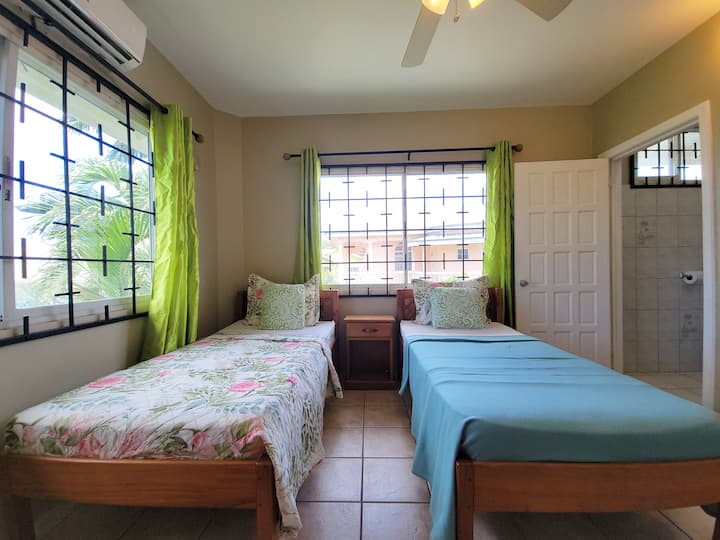 2 single beds upstairs