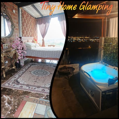 Glamping Tiny Home - Jacuzzi overlooking the mountains