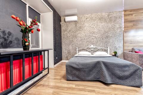 Studio with designer renovation