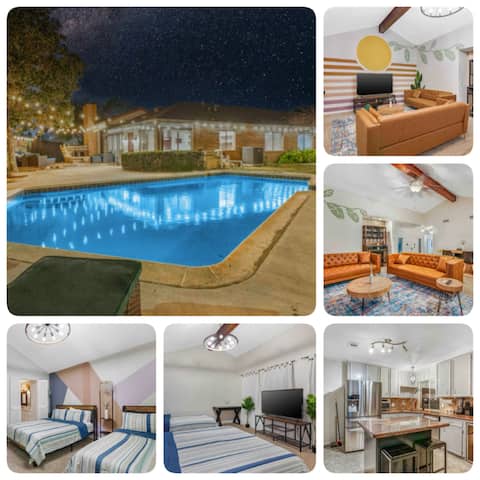 Peaceful Boho stays*4BRs*8 beds*2TVs*pool & deck