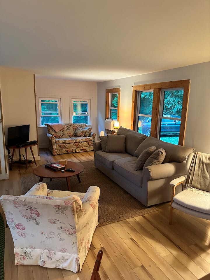 拉出沙发，配有舒适的记忆泡沫床垫。