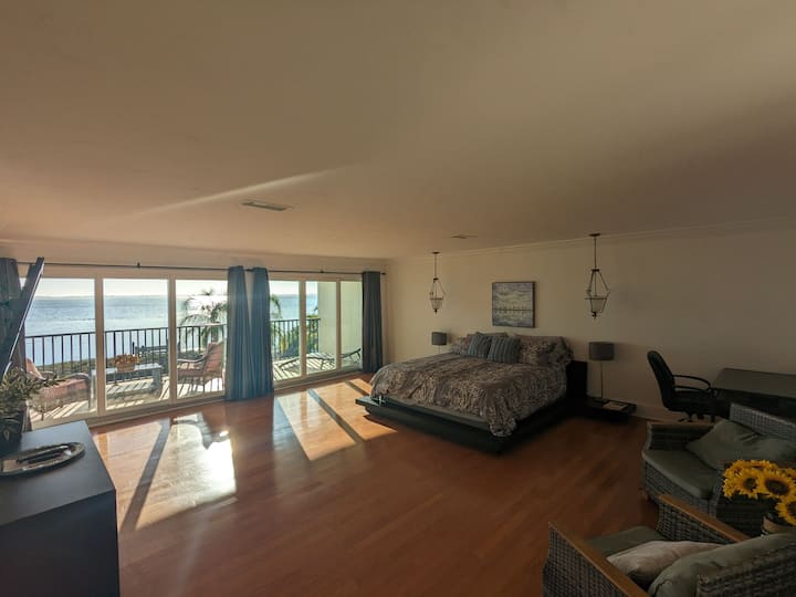 Hlavná spálňa na 2. poschodí  
Posteľ veľkosti King. Obrovská izba.