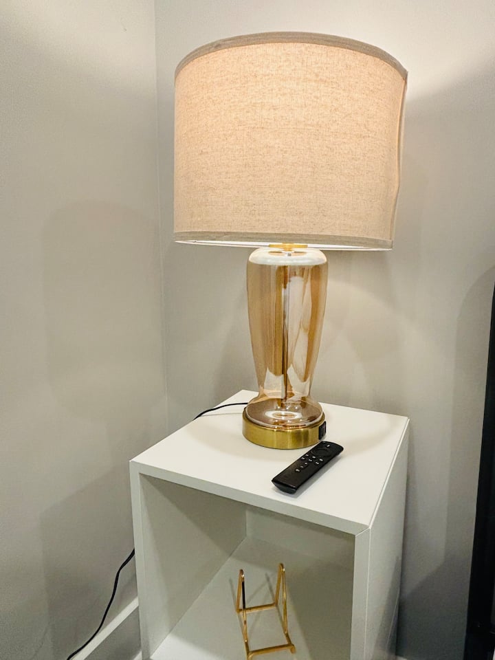 Double touch table lamp in third bedroom (tap two times at the button to turn on)