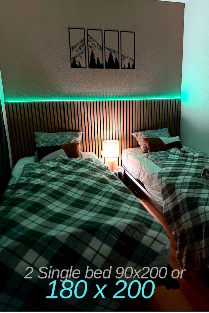 Дали претпочитате да спиете заедно во единечни кревети или во голем кревет? Вие одлучувате... (само во втората соба)