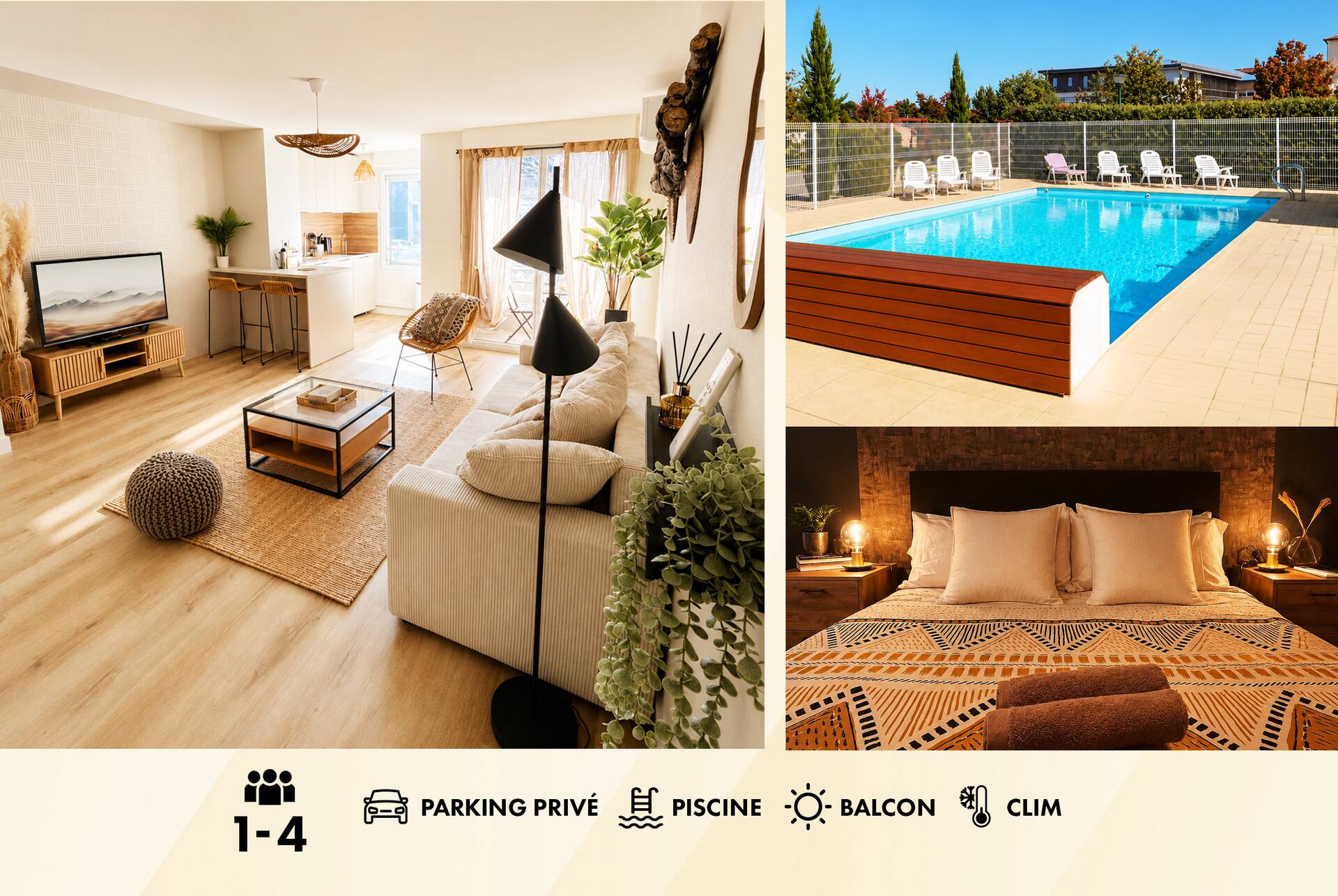 Modern T2 | Piscine + Parking + Clim | LYON 25 min