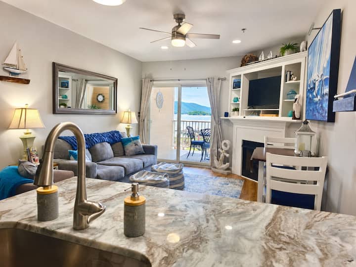 Lake & mountain views from the kitchen