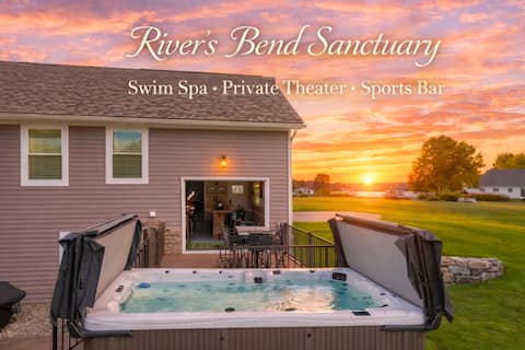 Swim Spa! Riverfront! Walk to Beach/ Downtown!