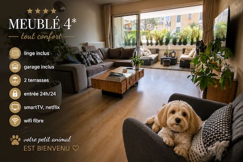 Top Airbnb: Le 9 Victor Hugo 4* quiet & comfortable, garage + terrace in Aix Les Bains