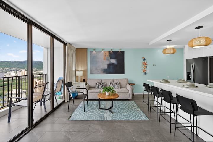 34fl Oceanview|remodeled 1br|free Parking+new Pool - 檀香山