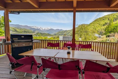 WIND+HORN, a private rental villa overlooking Mt. Tanigawa. Hot springs, rafting, canoeing, mountain