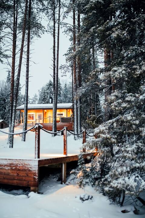 Luxury wilderness sauna cabin
