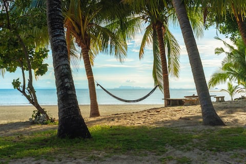 The beachfront terrace