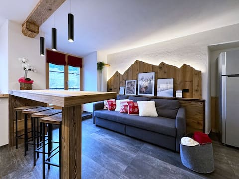 The terrace overlooking the Vallecetta bike, ski & spa