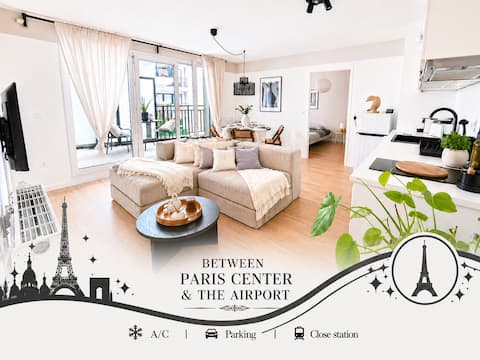 Parking - A/C - 2 bedrooms - 13mn from the airport