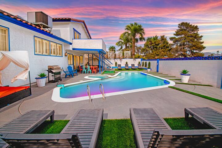 Mykonos-Style Vegas Villa | Heated Pool/Hot Tub