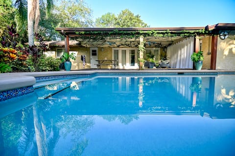 Modern Tropical House Heated Salt Pool