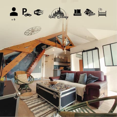 Successful Airbnb property: Design and rustic, downtown, 10 min to Disney in Seine Et Marne