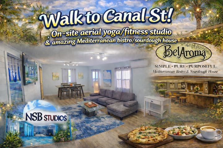 Walk To Canal St - Hot Tub - On Site Bistro & Yoga - New Smyrna Beach, FL