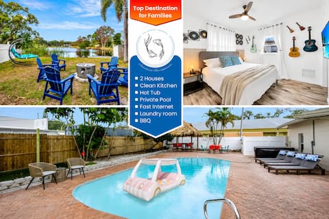 2 Homes | Lakefront Stay | Pool, Hot Tub, Games