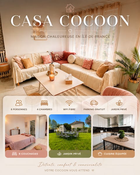 Family home 8 people • Garden, close to Paris CDG