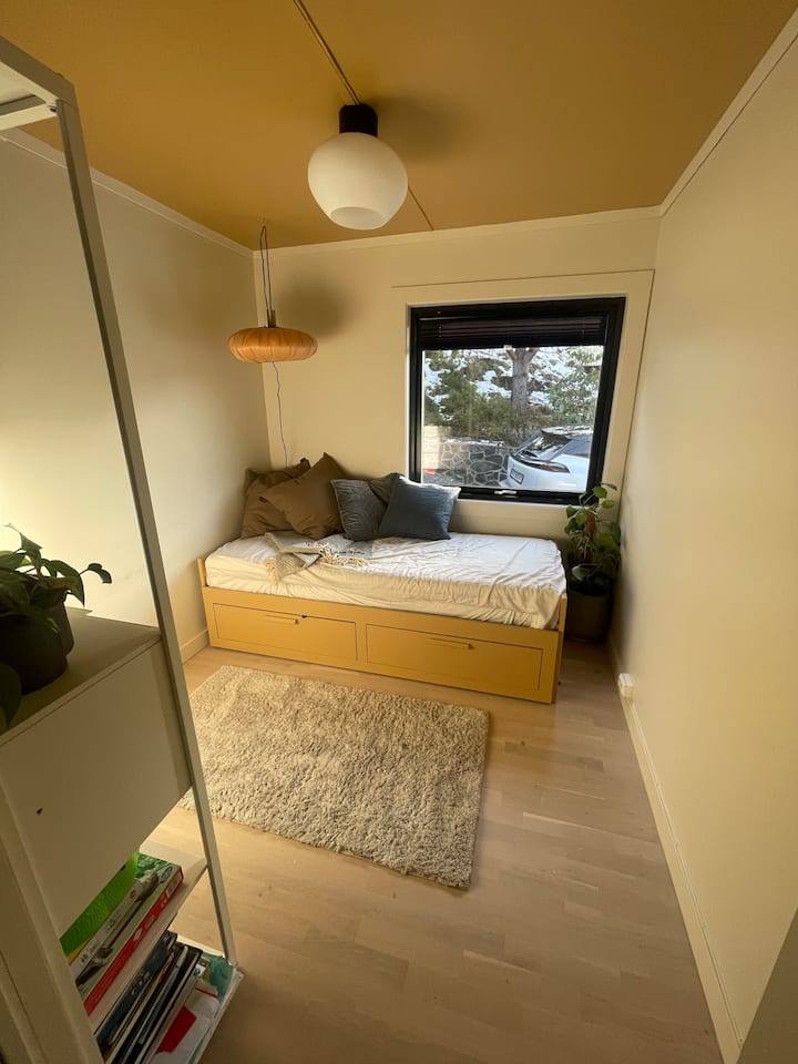 Легло, което се изтегля до легло с ширина 160 см. Самостоятелен телевизор с Apple TV в стаята. 