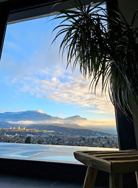 House as if suspended near Chambéry and Lakes