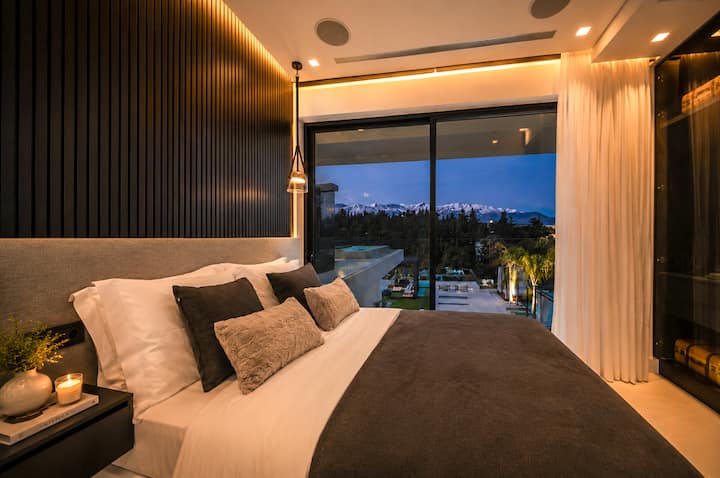 First Floor - Bedroom 3 with queen bed, ensuite bathroom with shower and breathtaking views