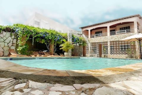 Imóvel de sucesso: Casa Janga: Two-story house with pool, barbecue, 200m from the waterfront em Paulista