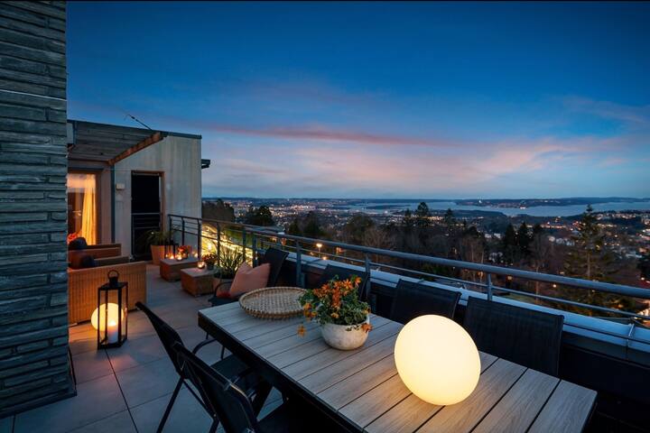 Stort penthouse med panoramautsikt