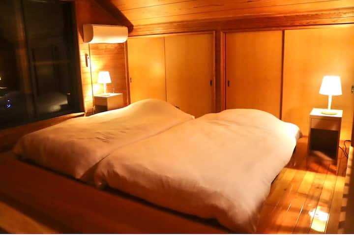 The bedroom upstairs is fully equipped with two beds.We use the finest mattress that is comfortable to sleep on and on the first floor.