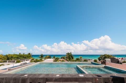 Beach 1Min | Luxe Villa w 2 Pools | 5BR | Sea View