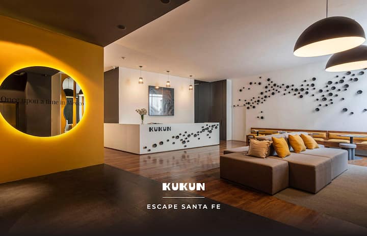 Lobby of Kukun Escape Santa Fe as shown by Airbnb