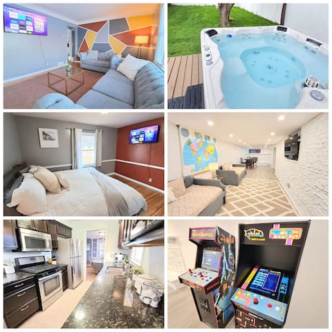 New Hot Tub | 5 Min to Airport/Mall | Games & More