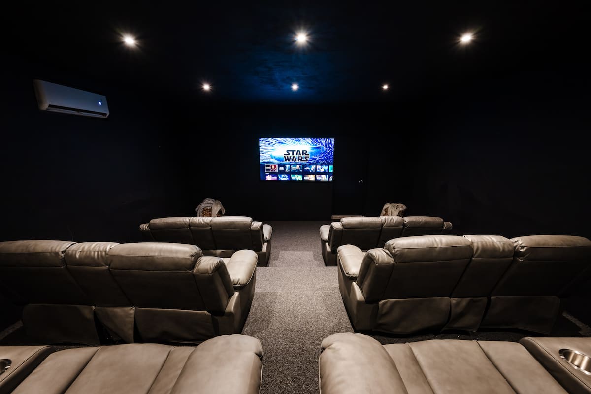 The cinema facing the screen