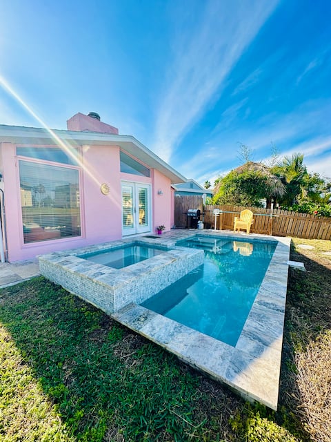 Dreamy Pink Villa |  Waterfront Pool + Hot Tub