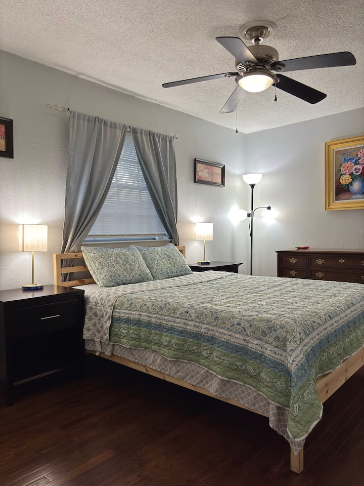 Master bedroom with a private full bathroom.