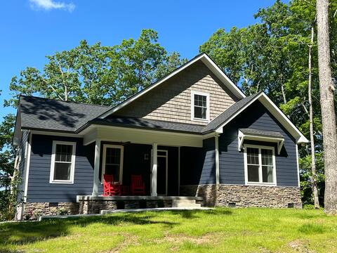 Brand new, lake view porch with fireplace, hot tub