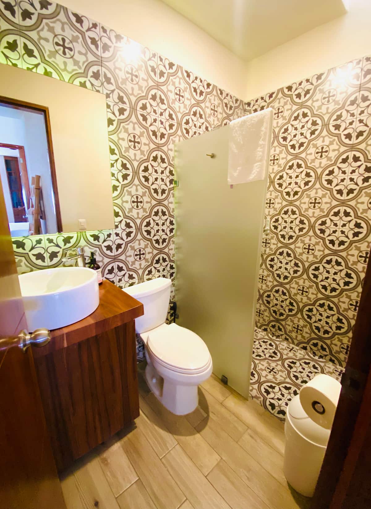 Equipped kitchen with talavera details at Villa La Ceiba