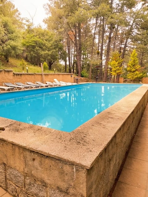 Party house with barbecue, terrace and pond
