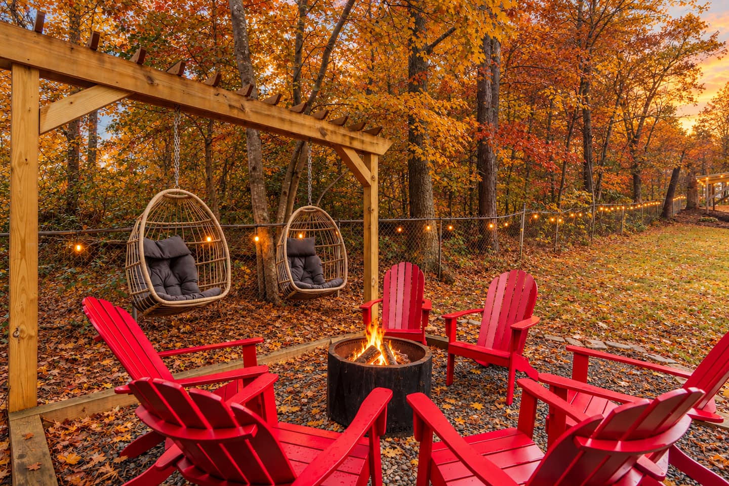 Pull up an Adirondack chair as the leaves turn and keep the fire going until the stars come out