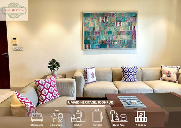ANAND VILLA 3BHK Entire Apartment | Umaid Heritage