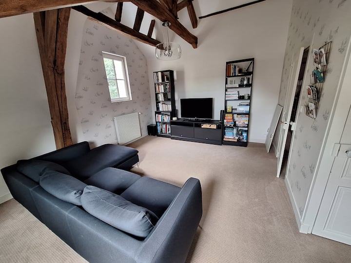 Habitación 5, sala de TV y escritorio.