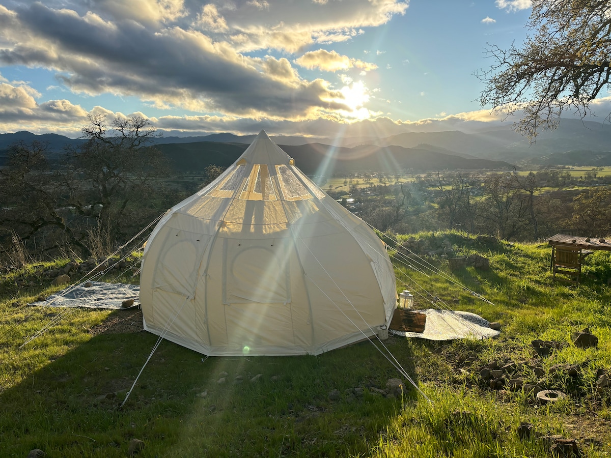 Winter: The brand new Astral Dome is the only one avaiable to experience in the Bay Area on Airbnb and has 10 clear skylight windows for viewing the sky and stars. Epic experience 