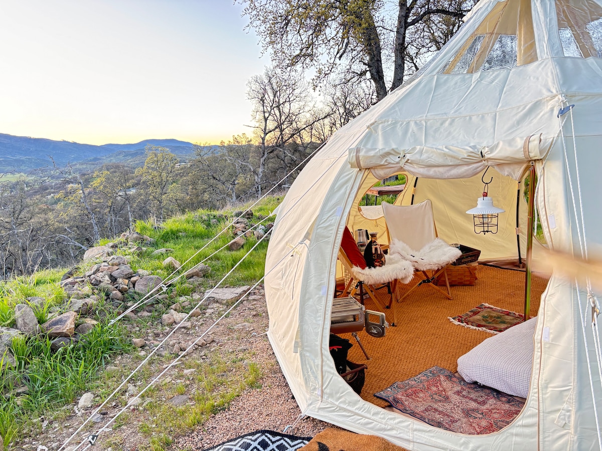 Step out your door to one of the best views of the Mayacamas Mountains you will find anywhere in Napa or Lake County. The Astral Dome has 16 windows to take in land and sky. There 