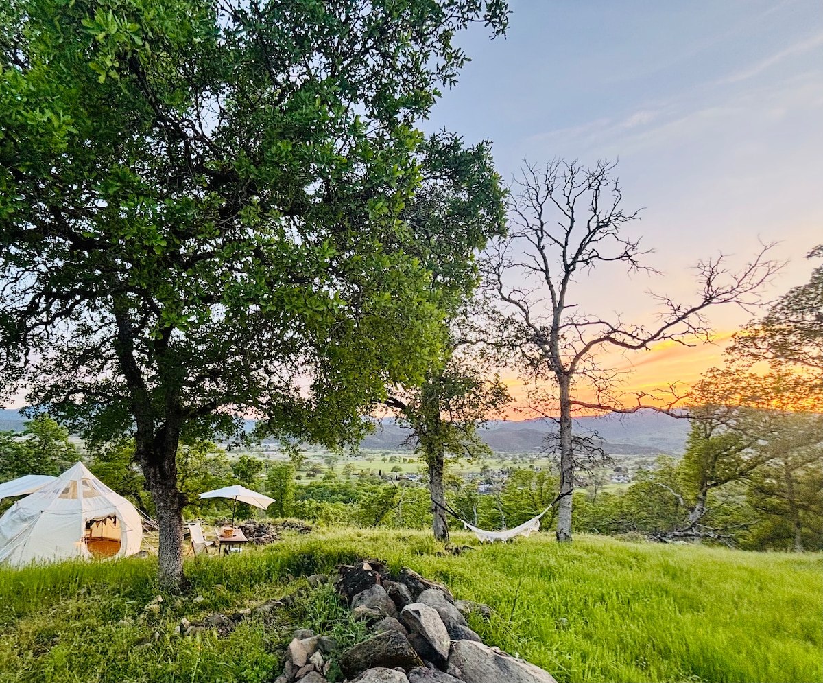 March: it’s impossible to photograph the vast view of the mountains... we keep trying! This is your front yard in March. at Stargazing Dome in Hidden Valley Lake