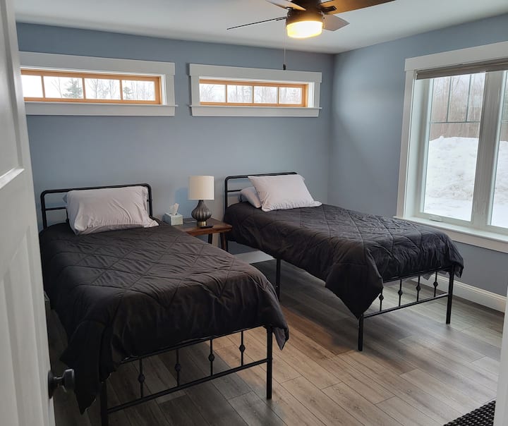 1st floor bedroom has 2 super twins which are wider and longer than typical twin. put together for king size