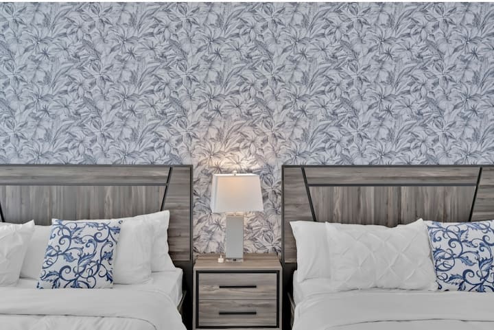 There is a step down to this bedroom