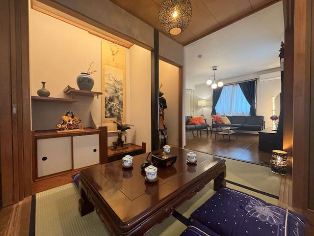 ゆったり140平米!4BR!8beds!HND-T3車で15分！古来現代の日本文化、和装コスプレ、侍