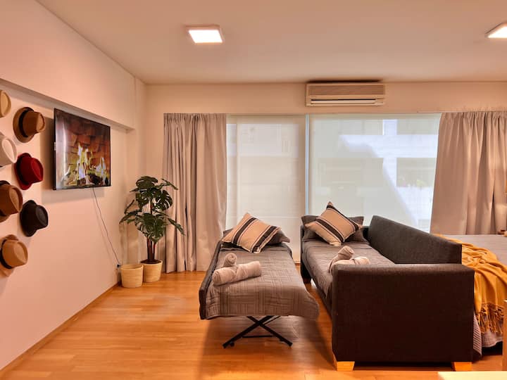 Monoambiente con parrilla, sauna y gimnasio en Palermo