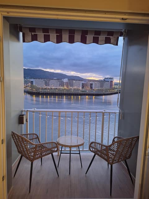 Riverside Terrace near Bilbao Metro + Bus at Door